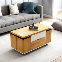 Modern Multi-Layer Coffee Table with Synthetic Leather Finish - Stylish Living Room Centerpiece fcx-2591