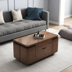 Modern Multi-Layer Coffee Table with Synthetic Leather Finish - Stylish Living Room Centerpiece fcx-2591