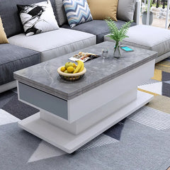 Modern Wooden Coffee Table with Storage, Adjustable Height for Living Room FCX-2592