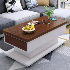 Modern Wooden Coffee Table with Storage, Adjustable Height for Living Room FCX-2592