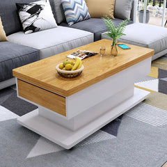 Modern Wooden Coffee Table with Storage, Adjustable Height for Living Room FCX-2592