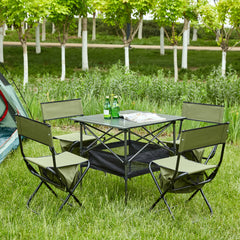 5-Piece Folding Table Chairs Set Camping Patio for Backyard & BBQ