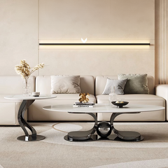 Sleek Modern Coffee Table - Sintered Stone & Stainless Steel for Elegant Living Rooms fdl-2596