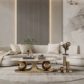 Sintered Stone Stainless Steel Coffee Table – Modern Elegance for Your Living Space fdl-2598