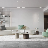 Elegant Ceramic Carbon Steel Coffee Table with Microfiber Leather Finish fdl-2601