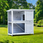 Wooden Rabbit Hutch with Running Cage & Tray for Outdoors