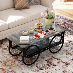 Modern Rectangle Coffee Table, Sturdy Base, Retro Black