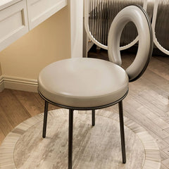 Sleek Faux Leather Vanity Stool with Modern Metal Legs – Perfect for Stylish Homes fel-1984
