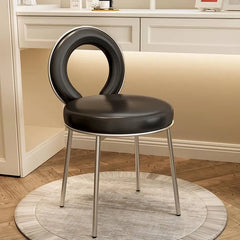 Sleek Faux Leather Vanity Stool with Modern Metal Legs – Perfect for Stylish Homes fel-1984