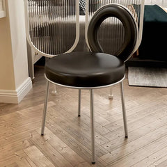 Sleek Faux Leather Vanity Stool with Modern Metal Legs – Perfect for Stylish Homes fel-1984