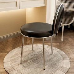 Sleek Faux Leather Vanity Stool with Modern Metal Legs – Perfect for Stylish Homes fel-1984
