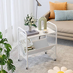Modern White Rolling Storage Rack with Shelves - Perfect for Home and Office Organization fel-2013