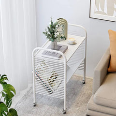 Modern White Rolling Storage Rack with Shelves - Perfect for Home and Office Organization fel-2013