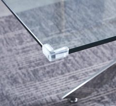 Modern Glass Dining Table with Chrome Stainless Steel Base