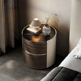 Stylish Modern Bedside Cupboard with Sintered Stone Top & PU Leather Accents - Perfect for Your Bedroom Decor fhx-4573