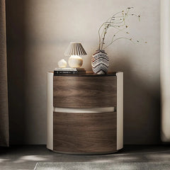Stylish Modern Bedside Cupboard with Sintered Stone Top & PU Leather Accents - Perfect for Your Bedroom Decor fhx-4573