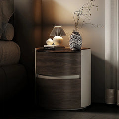 Stylish Modern Bedside Cupboard with Sintered Stone Top & PU Leather Accents - Perfect for Your Bedroom Decor fhx-4573