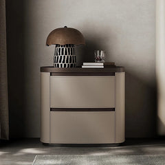 Elegant Bedside Cupboard with Sintered Stone Top and Synthetic Leather Finish - Modern Nightstand for Stylish Bedroom Decor fhx-4574