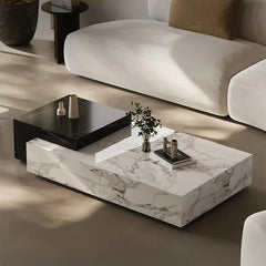 Stylish Sintered Stone Pine Coffee Table - Modern Design with Elegant Marble Finish fjd-4681