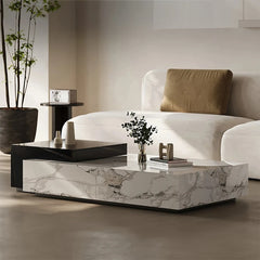 Stylish Sintered Stone Pine Coffee Table - Modern Design with Elegant Marble Finish fjd-4681
