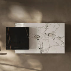 Stylish Sintered Stone Pine Coffee Table - Modern Design with Elegant Marble Finish fjd-4681