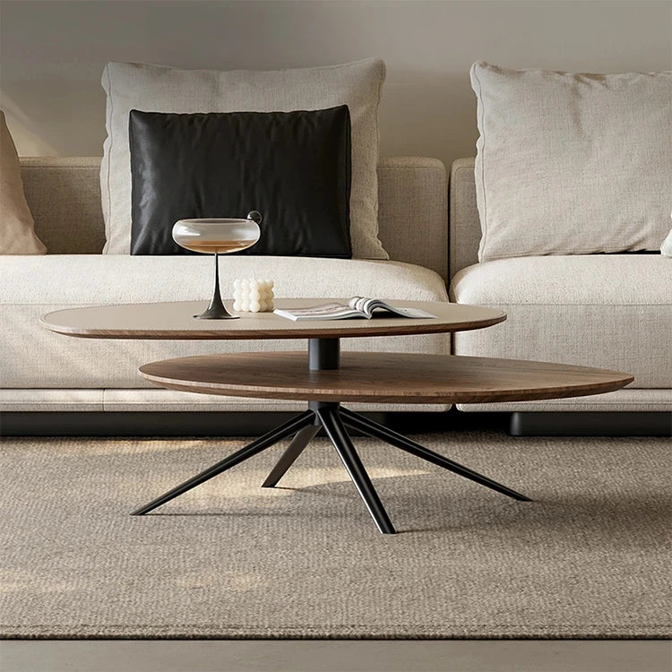 Modern Synthetic Leather Coffee Table with Stylish Dual-Tier Design and Metal Base - Perfect for Living Room Décor fjd-4684