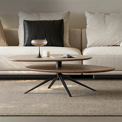 Modern Synthetic Leather Coffee Table with Stylish Dual-Tier Design and Metal Base - Perfect for Living Room Décor fjd-4684