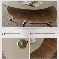 Modern Synthetic Leather Coffee Table with Stylish Dual-Tier Design and Metal Base - Perfect for Living Room Décor fjd-4684