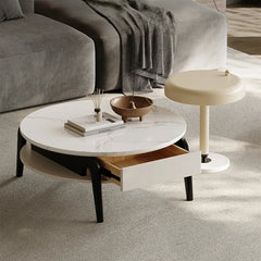 Stylish Marble and Pine Coffee Table - Modern Density Board Design for Chic Living Spaces fjd-4685
