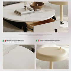 Stylish Marble and Pine Coffee Table - Modern Density Board Design for Chic Living Spaces fjd-4685