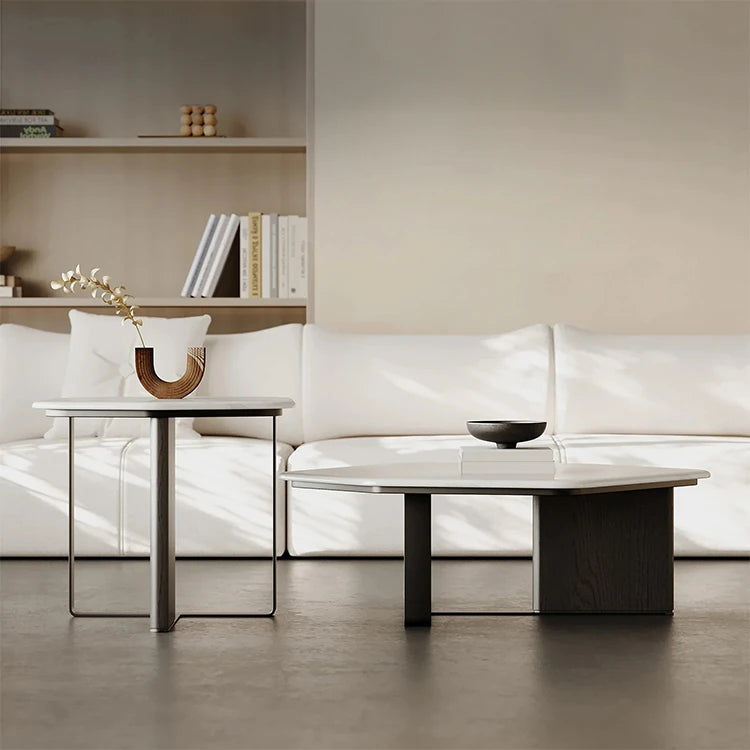 Stylish Density Board Stone Coffee Table for Modern Living Room Decor – Elegant Minimalist Design fjd-4686