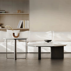 Stylish Density Board Stone Coffee Table for Modern Living Room Decor – Elegant Minimalist Design fjd-4686