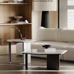 Stylish Density Board Stone Coffee Table for Modern Living Room Decor – Elegant Minimalist Design fjd-4686