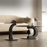 Stylish Tempered Glass Coffee Table Set with Ash Wood and Stainless Steel Base - Modern Living Room Accent Furniture fjd-4688