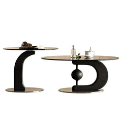 Stylish Tempered Glass Coffee Table Set with Ash Wood and Stainless Steel Base - Modern Living Room Accent Furniture fjd-4688