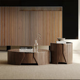 Stylish Stone Density Board Coffee Table - Modern Round Design for Your Living Room fjd-4690