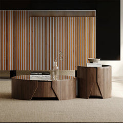 Stylish Stone Density Board Coffee Table - Modern Round Design for Your Living Room fjd-4690