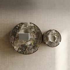 Stylish Stone Density Board Coffee Table - Modern Round Design for Your Living Room fjd-4690