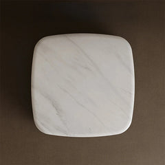 Modern Square Coffee Table in Stone Density Board with Stainless Accents - Elegant Living Room Centerpiece fjd-4691