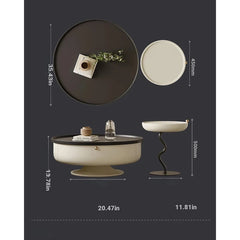 Stylish Round Coffee Table with Storage - Modern Pine and Stainless Steel Design for Living Room Elegance fjd-4692