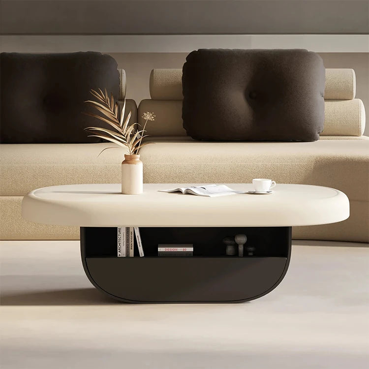 Modern Density Board Coffee Table with Solid Wood Base - Stylish Minimalist Design for Living Room fjd-4696