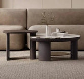 Elegant Stone and Tempered Glass Coffee Table – Modern Design for Stylish Living Rooms fjd-4697