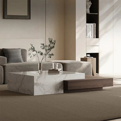 Modern Elegant Coffee Table with Sintered Stone and Pine Density Board - Stylish Centerpiece for Living Room Decor fjd-4698