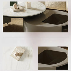 Modern Stone and Tempered Glass Coffee Table with Pine Density Board – Stylish Living Room Centerpiece fjd-4704