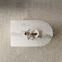 Stylish Stone Density Board Coffee Table with Storage - Modern Oval Design for Living Room fjd-4705