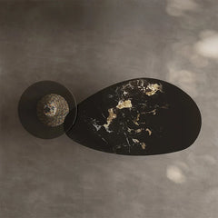 Elegant Stone and Tempered Glass Coffee Table – Modern Living Room Centerpiece fjd-4706