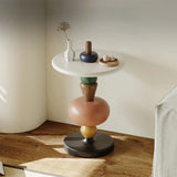 Modern Oak Coffee Table with Unique Colorful Base - Stylish Living Room Accent fjd-4707