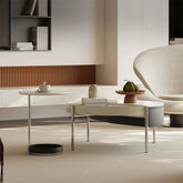 Stylish Modern Coffee Table Set with Synthetic Leather and Stone Accent - Versatile Living Room Furniture fjd-4715