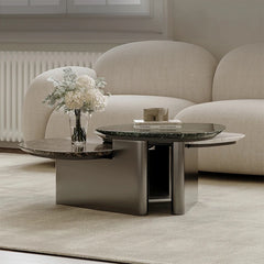 Stylish Stone Sintered Coffee Table - Modern Stainless Steel Design for Contemporary Living Rooms fjd-4716