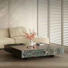Elegant Sintered Stone Stainless Coffee Table - Modern Minimalist Design for Stylish Living Rooms fjd-4718